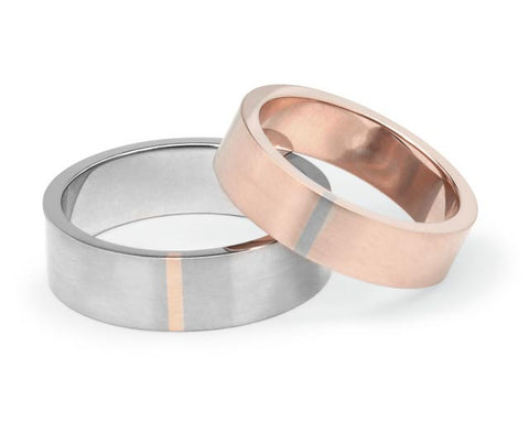 Stripe Wedding Ring - Rose Gold